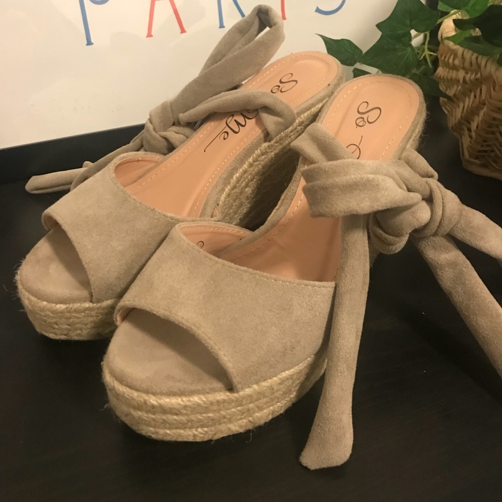 Lulus “So Me” Tan Wedges.